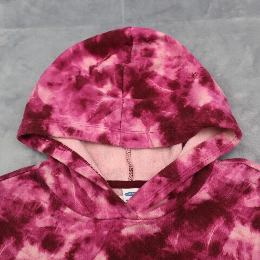 Old Navy Sweater Girls XL Pink Tie Dye Long Sleeve Pocket Pull Over Hoodie